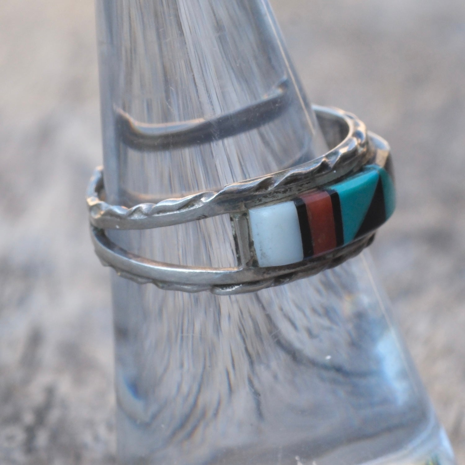 Vintage Sterling Zuni Inlay Band 7.5