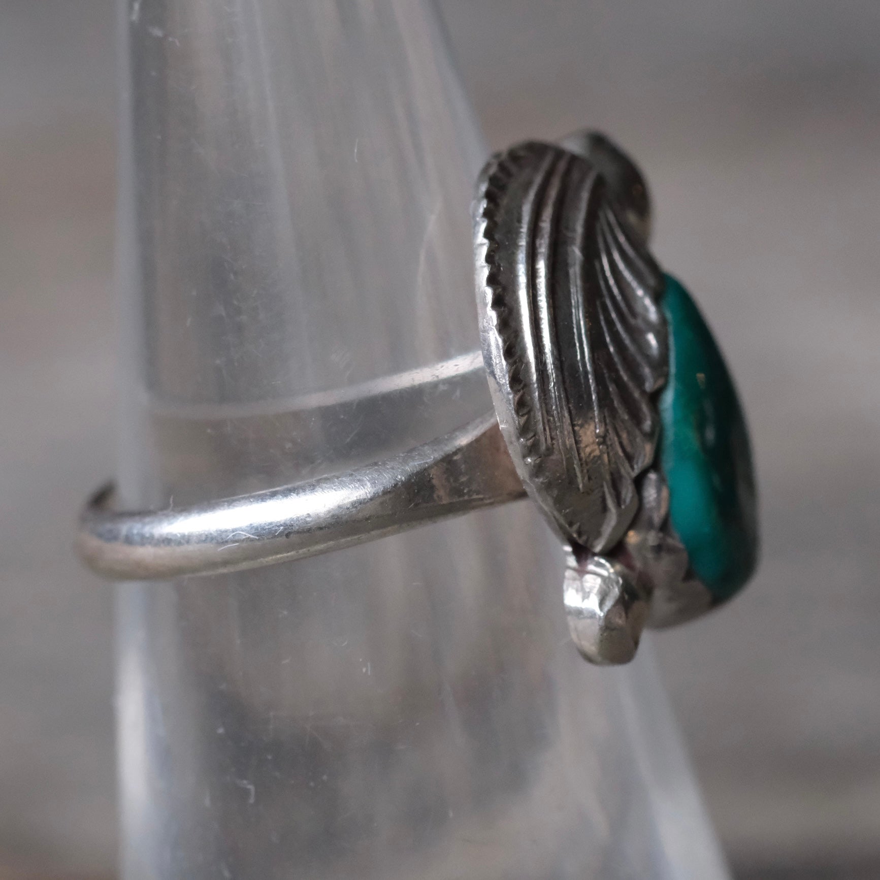 Vintage Sterling Turquoise Feather Ring 5.5