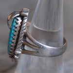 Vintage Sterling Turquoise Feather Ring 8