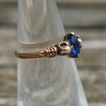 Victorian 14K Gold Blue Gem and Pearl Ring 5.25