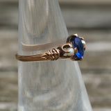 Victorian 14K Gold Blue Gem and Pearl Ring 5.25
