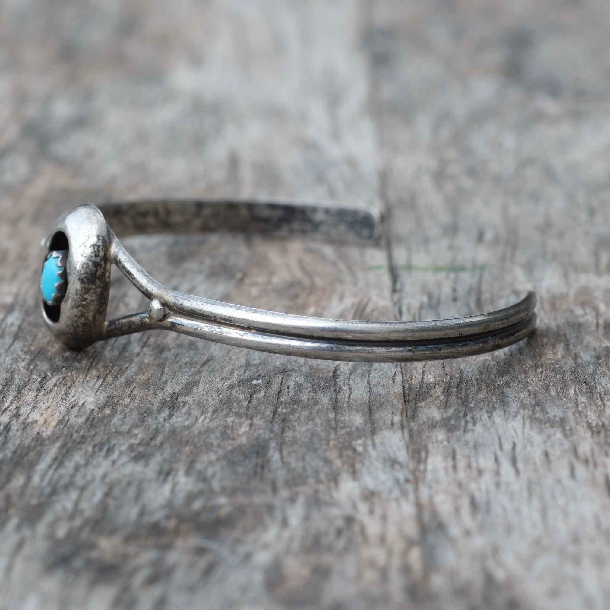 Vintage Sterling Turquoise Shadowbox Cuff Bracelet