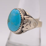 Vintage Sterling Turquoise Stamped Band Ring 9