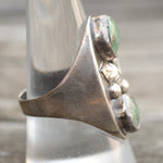 Vintage Sterling 2-Stone Turquoise Feather Ring 9.5