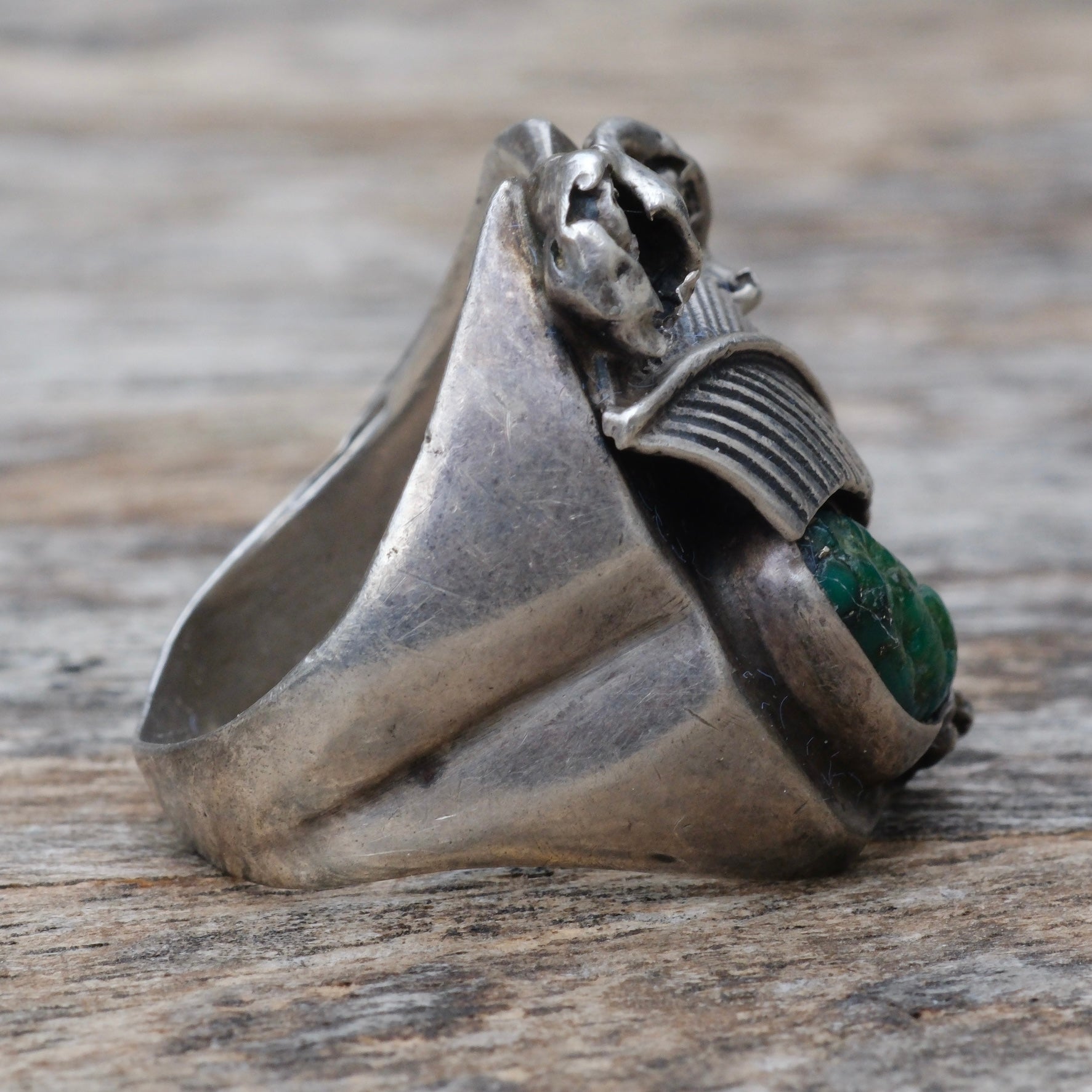 Vintage Sterling Turquoise Feather Ring 9