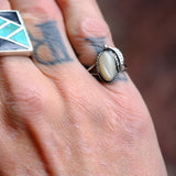 Vintage Sterling Mother Of Pearl Feather Ring 5.5