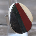 Vintage Sterling Multistone Inlay Ring 9