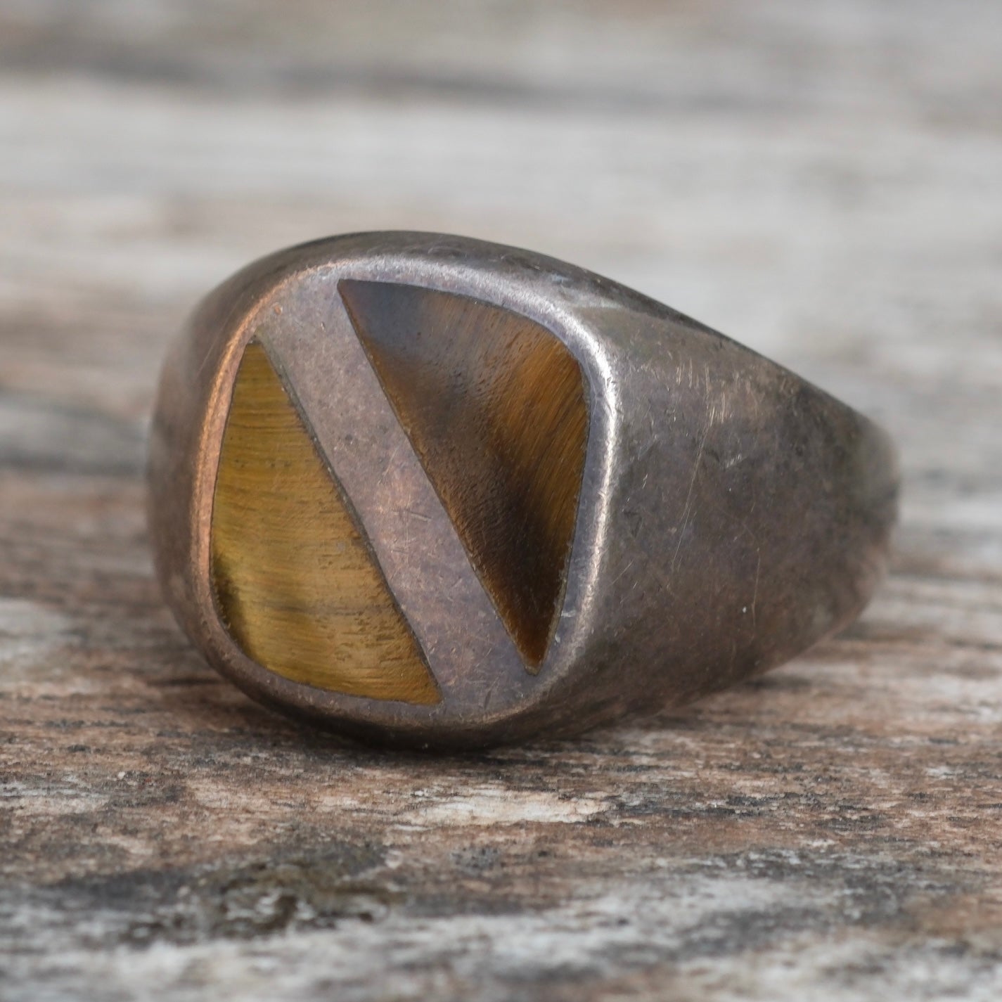 Vintage Sterling Tigers Eye Signet Ring 10