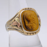 Vintage Sterling Tigers Eye Centurion Signet Ring 9.5