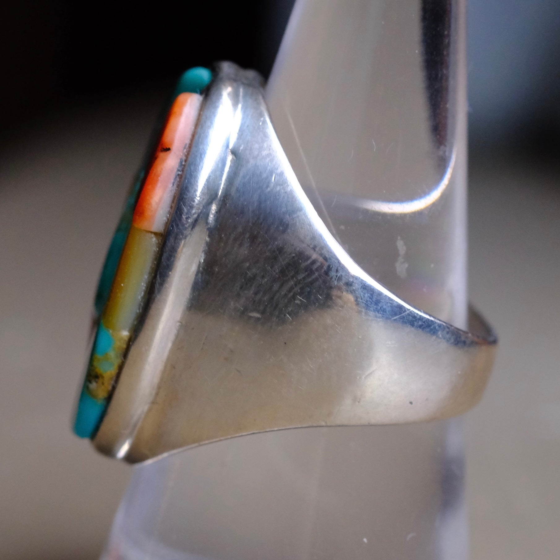 Vintage Sterling Multistone Hummingbird Inlay Ring 9.75