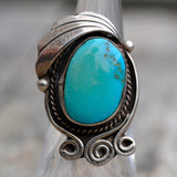 Vintage Sterling Turquoise Feather Ring 5.5
