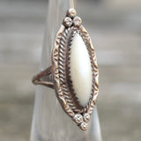 Vintage Sterling Mother Of Pearl Ring 4.25