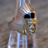 Vintage Sterling Onyx Pharaoh Ring 9.5