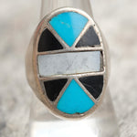 Vintage Sterling Multistone Inlay Ring 9.75