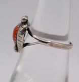 Vintage Sterling Coral Feather Ring 6.75