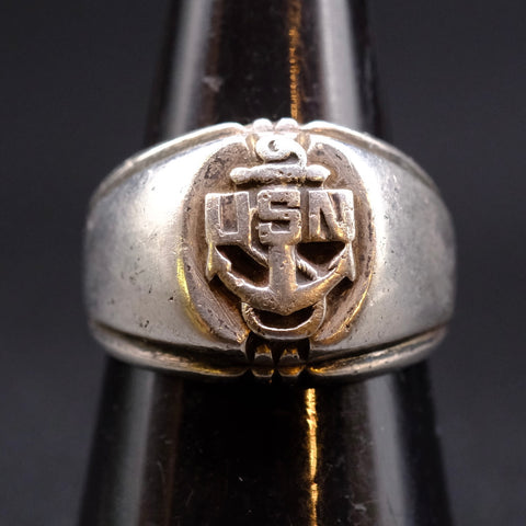 Vintage Sterling USN Signet Ring 7.5