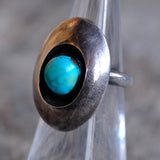 Vintage Sterling Turquoise Shadowbox Ring 4.5