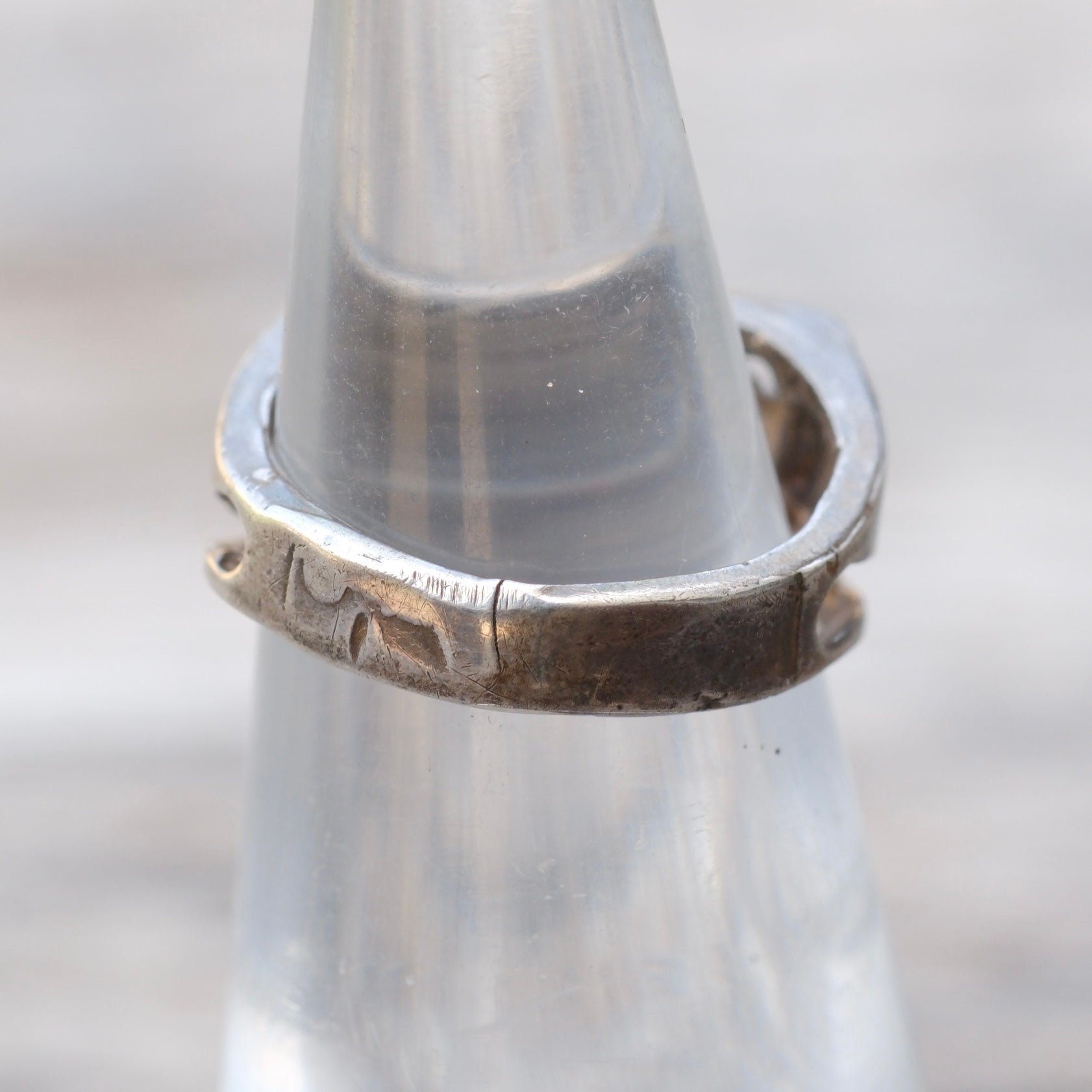 Vintage Sterling Silver Chip Ring 4.5