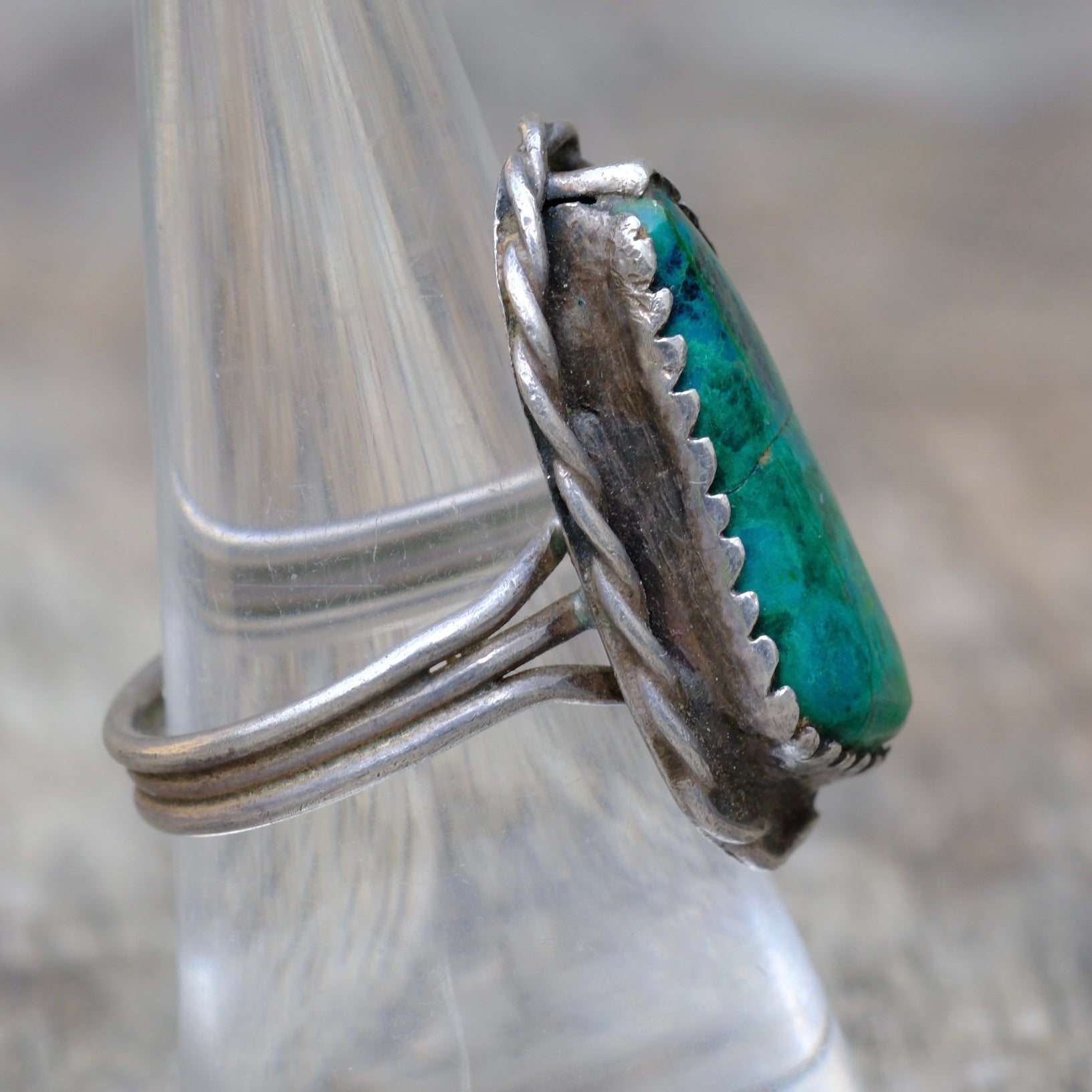 Vintage Sterling Chrysocolla Roper Ring 8.5