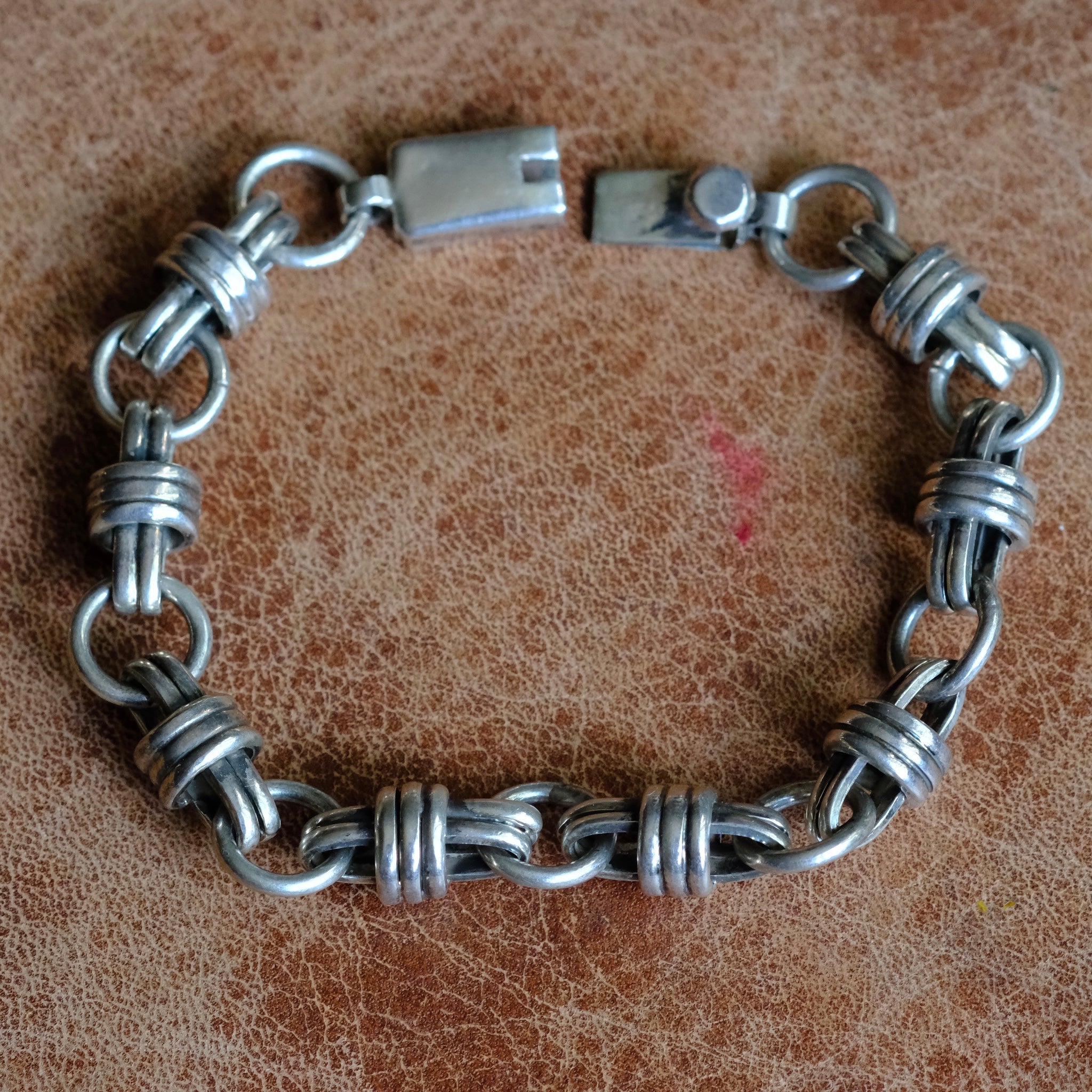 Vintage Sterling Silver Fancy Link Chain Bracelet