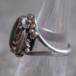 Vintage Sterling Malachite Feather Ring 7