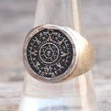 Vintage Sterling Aztec Calendar Ring 10