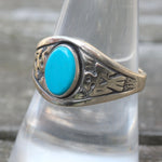 Vintage Sterling Turquoise Thunderbird Ring 8.75