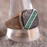 Vintage Sterling Multi Stone Inlay Signet Ring 12.75