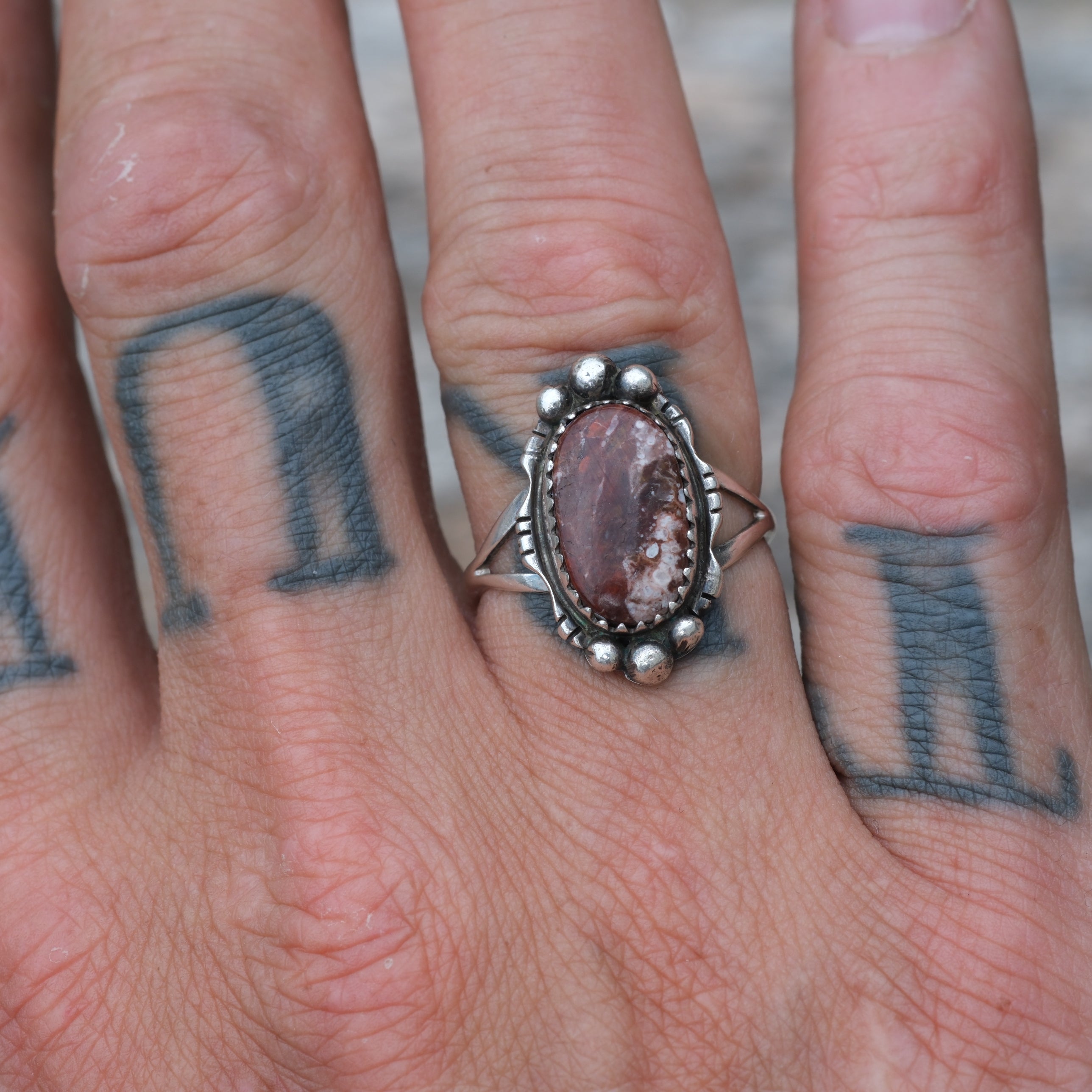 Vintage Sterling White Buffalo Ring 8.75