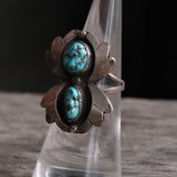 Vintage Sterling 2-Stone Turquoise Ring 5.5