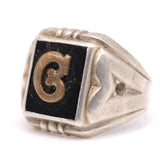 Vintage Sterling C Initial Signet Ring 6.5