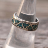 Vintage Sterling Crushed Turquoise Inlay Band 7
