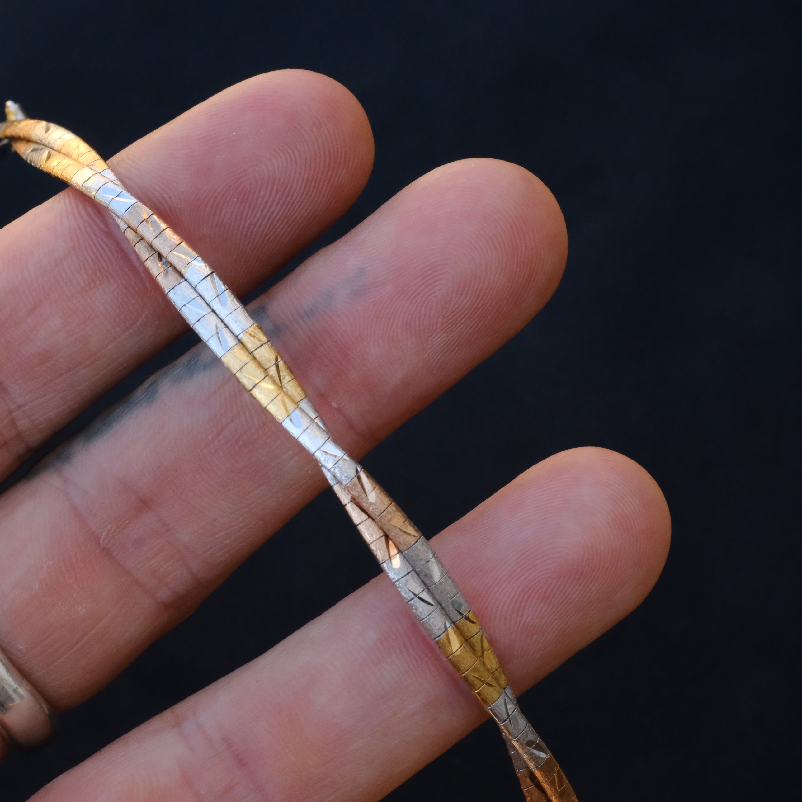 Vintage 2-Toned Sterling Braided Herringbone Bracelet