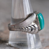 Vintage Sterling Green Stone Signet Ring 11