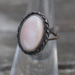 Vintage Sterling Mother Of Pearl Roper Ring 4.25