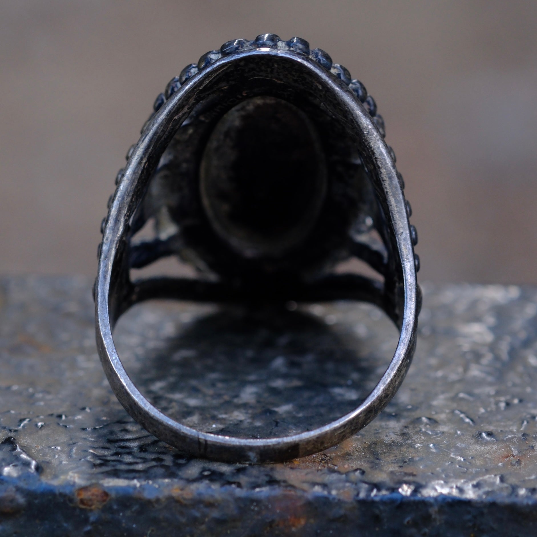 Rare Vintage Sterling Turquoise Arrowhead Ring 11.75
