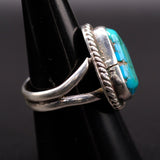 Vintage Sterling Turquoise Roper Ring 7.75