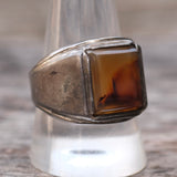 Vintage Sterling Agate Signet Ring 11