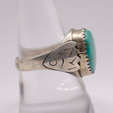 Vintage Sterling Turquoise Stamped Band Ring 9