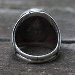 Vintage Sterling Turquoise Ribbed Band Ring 9.25