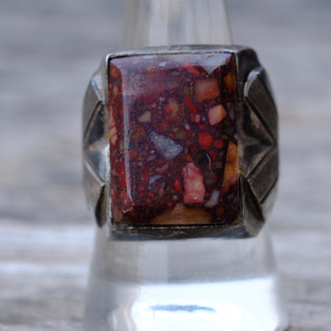 Vintage Sterling Red Jasper Ring 9.5