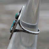 Vintage Sterling Turquoise Cluster Ring 4.25