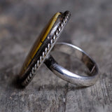 Vintage Sterling Jasper Roper Ring 8.75