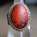 Vintage Sterling Red Jasper Roper Ring 8.5
