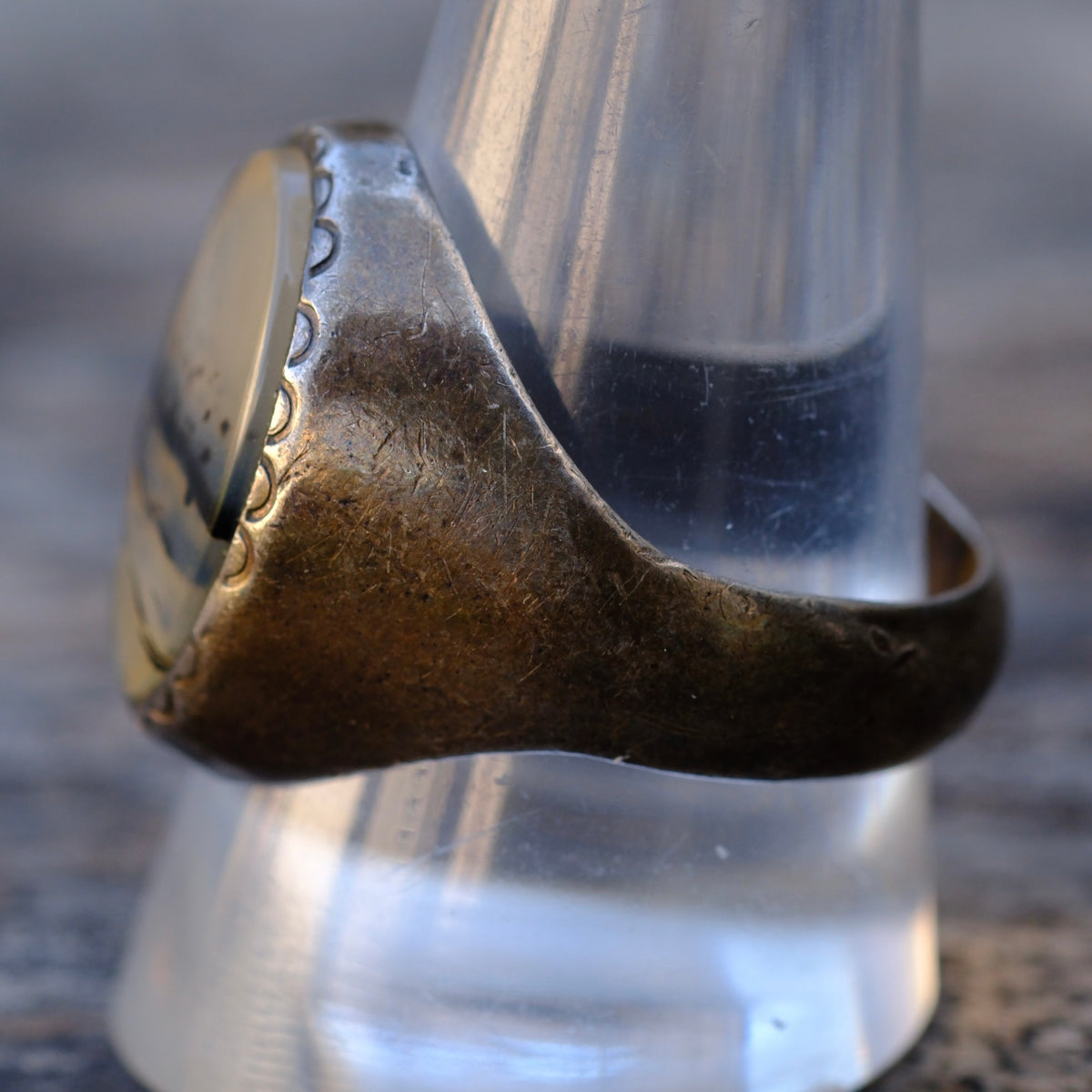 Vintage Sterling Agate Ring 11.5