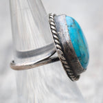 Vintage Sterling Turquoise Roped Ring 6