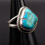 Vintage Sterling Turquoise Roper Ring 7.75