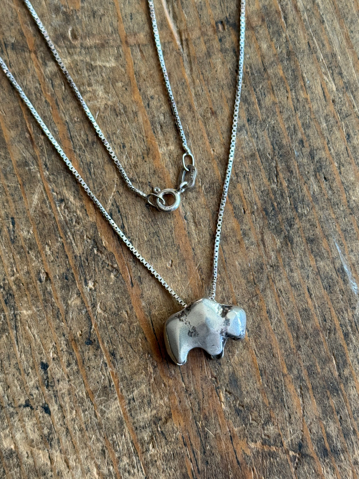 Vintage Sterling Silver Buffalo Necklace