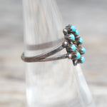 Vintage Sterling Turquoise Cluster Ring 6.75