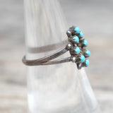 Vintage Sterling Turquoise Cluster Ring 6.75